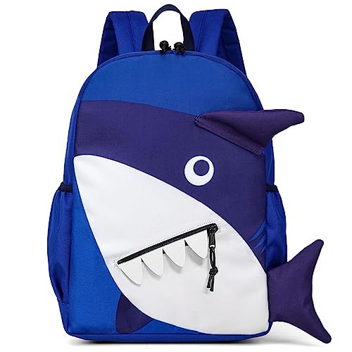 VASCHY Kinderrucksack, Niedlicher Wasserabweisend Rucksack Vorschule Kindergarten Daypack Schultasche Büchertasche Brustgurt für Kleine Jungen Mädchen Blau Hai von VASCHY