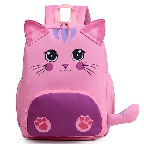 VASCHY Kinderrucksack, Niedlicher Wasserabweisend Rucksack Vorschule Kindergarten Daypack Schultasche Büchertasche Brustgurt für Kleine Jungen Mädchen Kätzchen von VASCHY