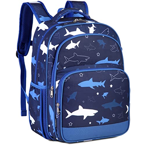 VASCHY Kinderrucksack, Schulrucksack, große Kapazität, für Mädchen, Jungen, Schulranzen, Grundschulranzen, Einhorn, Dinosaurier, mit mehreren Fächern und Seitentaschen, für Kinder 6-10 Jahre, Blauer von VASCHY