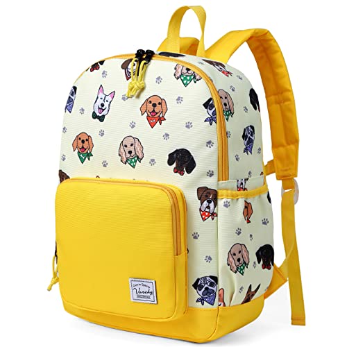 VASCHY Kinderrucksack Jungen, Niedlich Wasserabweisend Vorschule Kinder Rucksack Kindergarten Kleinkind Schul Rucksack Mädchen mit Brustgurt Gelb Welpen von VASCHY