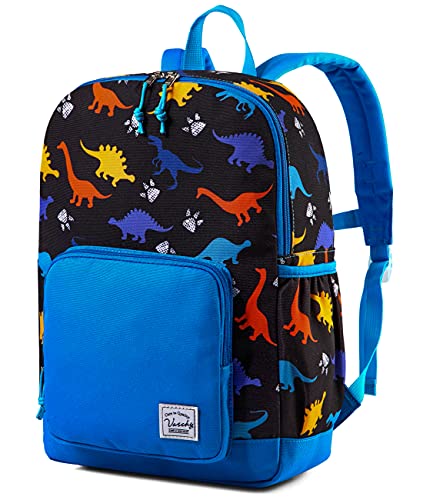 VASCHY Kinderrucksack Jungen, Niedlich Wasserabweisend Vorschule Kinder Rucksack Kindergarten Kleinkind Schul Rucksack Mädchen mit Brustgurt Schwarz Dinosaurier von VASCHY