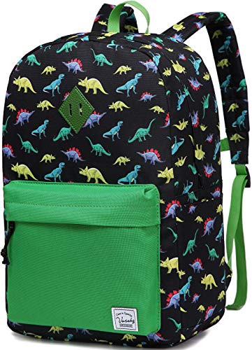 VASCHY Kinderrucksack Jungen, Niedlich Wasserdicht Vorschule Kinder Rucksack Kindergarten Kleinkind Schulranzen mit Brustgurt Groß Dinosaurier von VASCHY