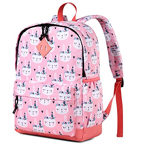 VASCHY Kinderrucksack Mädchen, Niedlich Wasserabweisend Vorschule Kinder Jungen Rucksack Leicht Kindergarten Kleinkind Rucksack mit Brustgurt Kaninchen von VASCHY