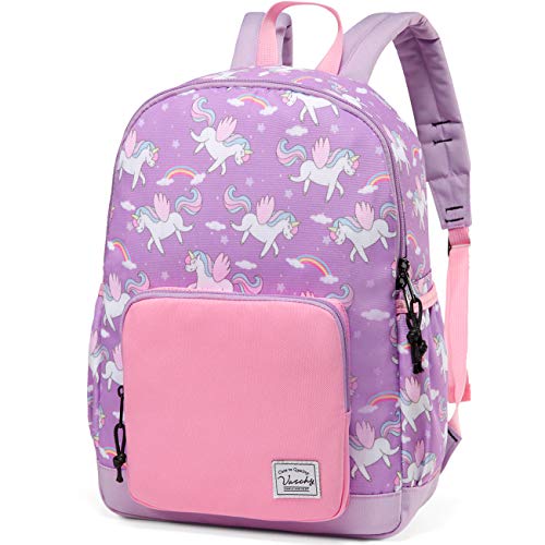 VASCHY Kinderrucksack Mädchen, Niedlich Wasserabweisend Vorschule Kinder Rucksack Kindergarten Kleinkind Schul Rucksack Jungen mit Brustgurt Einhorn von VASCHY