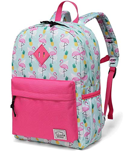 VASCHY Kinderrucksack Mädchen, Niedlich Wasserdicht Vorschule Kinder Rucksack Kindergarten Kleinkind Schulranzen mit Brustgurt Flamingo von VASCHY