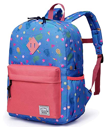 VASCHY Kinderrucksack Mädchen, Niedlich Wasserdicht Vorschule Kinder Rucksack Kindergarten Kleinkind Schulranzen mit Brustgurt Früchte von VASCHY