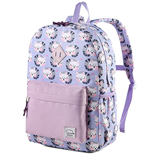 VASCHY Kinderrucksack Mädchen, Niedlich Wasserdicht Vorschule Kinder Rucksack Kindergarten Kleinkind Schulranzen mit Brustgurt Kätzchen von VASCHY