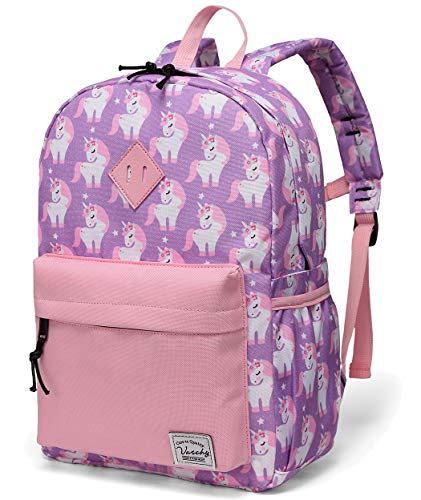 VASCHY Kinderrucksack Mädchen, Niedlich Wasserdicht Vorschule Kinder Rucksack Kindergarten Kleinkind Schulranzen mit Brustgurt Klein Einhorn von VASCHY