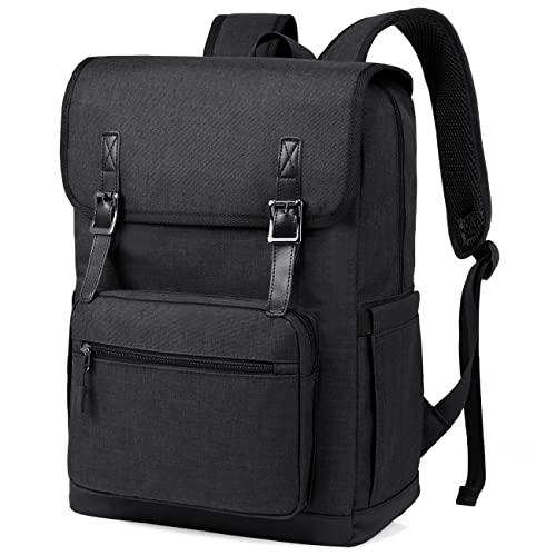 VASCHY Laptop Rucksack, Wasserabweisend, Multifunktional, für Business, College, Schule, Büchertasche, Computer-Reiserucksack für Männer und Frauen, Passend für 15,6-Zoll-Laptops, Schwarz von VASCHY