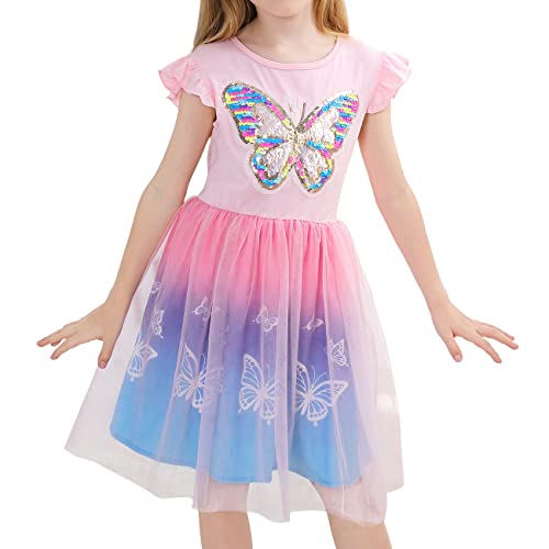VASCHY Mädchen Kleider, 4Jahre Kurze Ärmel Mesh Prinzessin Kleid Niedlich Muster Baumwolle Alltagsleben für Kleinkinder Kinder Kleidung Schmetterling VASCHY Mädchen Kleider, 4Jahre Kurze Ärmel Mesh Prinzessin Kleid Niedlich Muster Baumwolle Alltagsleben für Kleinkinder Kinder Kleidung Schmetterling von VASCHY