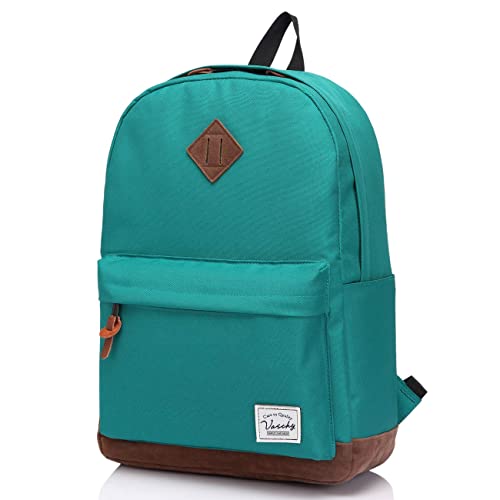 VASCHY Rucksack, Wasserabweisend 15.6 Zoll Daypack Schulrucksäcke Mädchen Jungen Teenager Herren Dame Rücksack Tagesrucksack für Reisen Arbeit Täglicher Grün von VASCHY