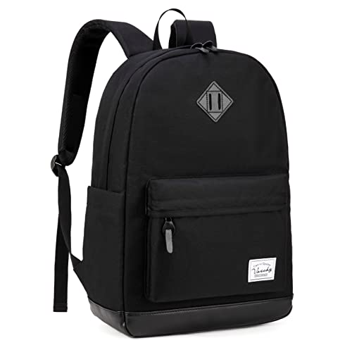 VASCHY Rucksack Herren, Wasserabweisend 15.6 Zoll Schulrucksack Schulranzen Hochschule Schultasche Casual Daypack Mädchen Jungen Teenager Reise Schwarz von VASCHY