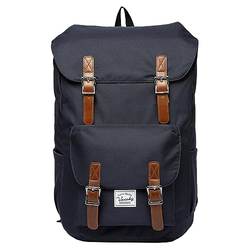 VASCHY Rucksack Herren Damen, Wasserabweisend Vintage 15.6 Zoll Daypack Schulrucksäcke Mädchen Jungen Teenage für Reisen Arbeit Täglicher Gebrauch Blau von VASCHY