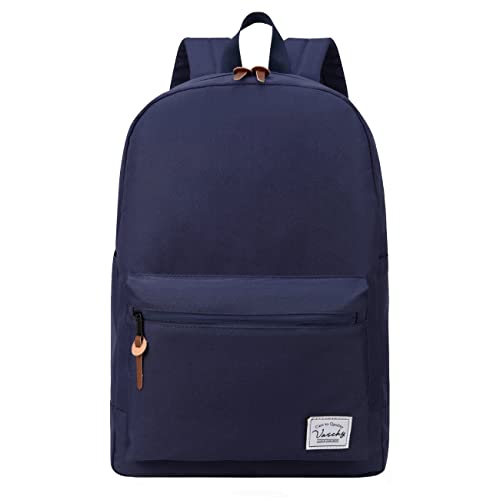 VASCHY Schulrucksack, Leichtgewichtler Lässiger Klassiker Wasserabweisender Rucksack für Herren Damen Reiserucksack 15,6 Zoll Laptop Blau von VASCHY