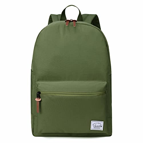 VASCHY Schulrucksack, Leichtgewichtler Lässiger Klassiker Wasserabweisender Rucksack für Herren Damen Reiserucksack 15,6 Zoll Laptop Grün von VASCHY