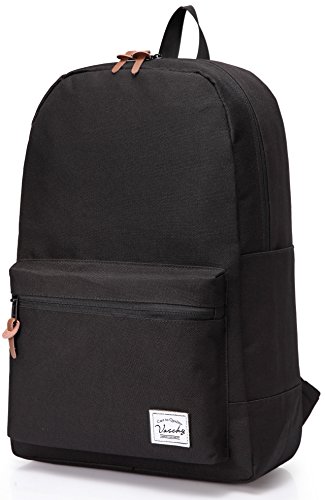 VASCHY Schulrucksack, Leichtgewichtler Lässiger Klassiker Wasserabweisender Rucksack für Herren Damen Reiserucksack 15,6 Zoll Laptop Schwarz von VASCHY