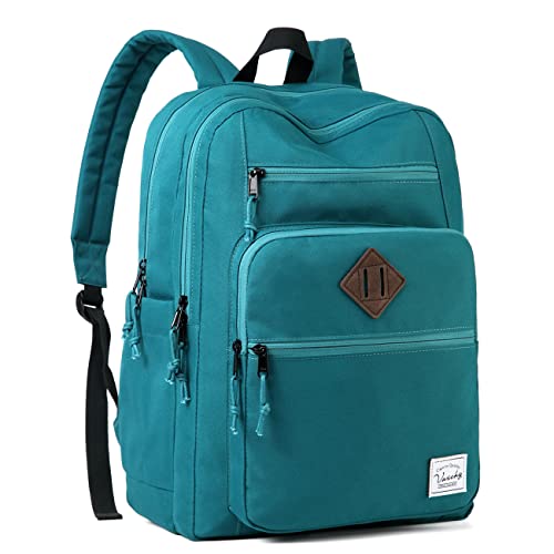 VASCHY Schulrucksack, Wasserabweisend 15.6 Zoll Rucksack Herren Schulranzen Hochschule Schultasche Casual Daypack Mädchen Jungen Teenager Reise Tiefgrün von VASCHY