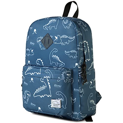 VASCHY Schulrucksack, Wasserabweisender Leicht Rucksack Herren Schultasche für Hochschule Teenager Mädchen Jungen Casual Daypack für Reise Sport Wandern Blauer Dinosaurier von VASCHY