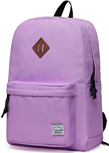 VASCHY Schulrucksack, Wasserabweisender Leicht Rucksack Herren Schultasche für Hochschule Teenager Mädchen Jungen Casual Daypack für Reise Sport Wandern Helllila von VASCHY