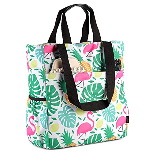 Strandtasche Damen, VASCHY Leichte Wasserabweisende Handtasche Große Faltbare Pooltasche Reisetaschen mit Reißverschluss für Schwimmbad Käufer Ferien Sommer Flamingo von VASCHY