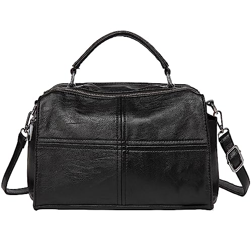 VASCHY Umhängetasche Dame, Mode Handtasche Frauen Elegant PU Leder Taschen Crossbody Bag Mit Abnehmbarem Verstellbarem Schultergurt Schwarz von VASCHY