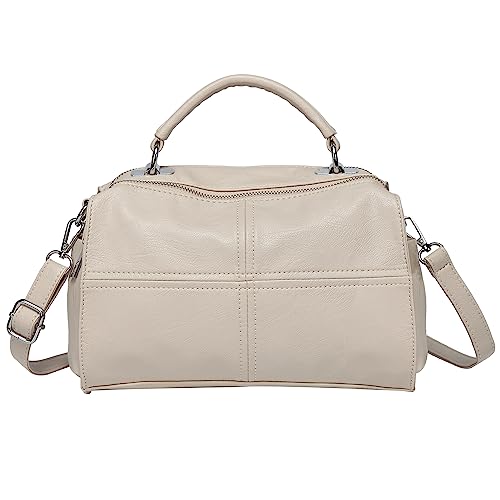 Umhängetasche Dame, VASCHY Mode Handtasche Frauen Elegant PU Leder Taschen Crossbody Bag Mit Abnehmbarem Verstellbarem Schultergurt Weiß von VASCHY