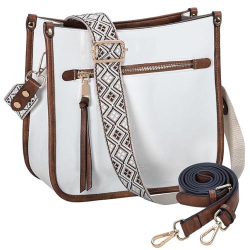 VASCHY Umhängetasche Damen, Handtasche Mode Crossbody Bag Klein Schultertasche für Frauen Beige von VASCHY