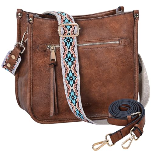 VASCHY Umhängetasche Damen, Handtasche Mode Crossbody Bag Klein Schultertasche für Frauen Braun von VASCHY