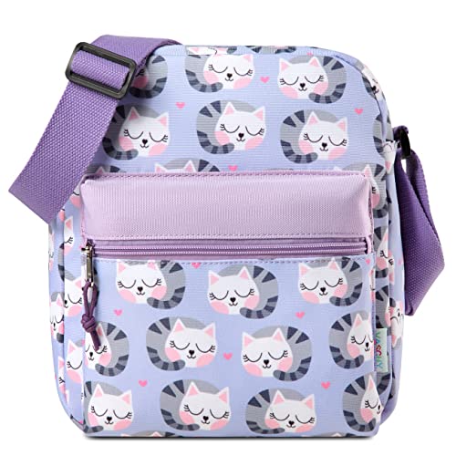 VASCHY Umhängetasche Mädchen, Leicht Klein Schultertasche Crossbody Bag Schulranzen Teenager Tasche Geschenk für Jugendliche Kleine Kinder Kätzchen von VASCHY