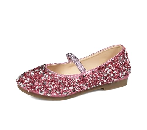 VASHCAME-Prinzessin Schuhe Mädchen Glitzer Kinder Flache Ballerinas Pailletten Mary Jane Elegante Rosa 30 von VASHCAME