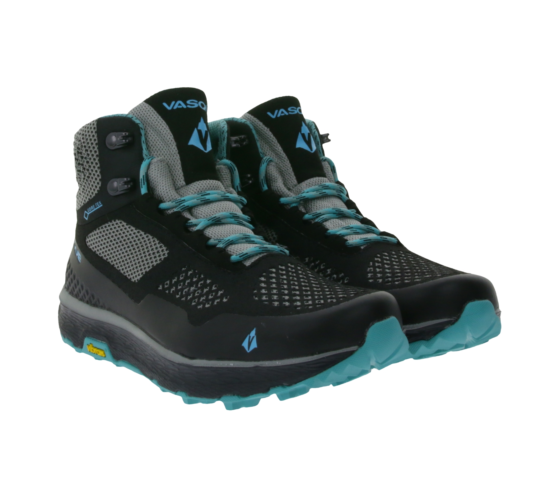 VASQUE Breeze Lt GTX Damen GORE-TEX Wander-Schuhe mit Vibram Sohle Outdoor-Schuhe 07375M-7375 Schwarz/Grau/Türkis von VASQUE