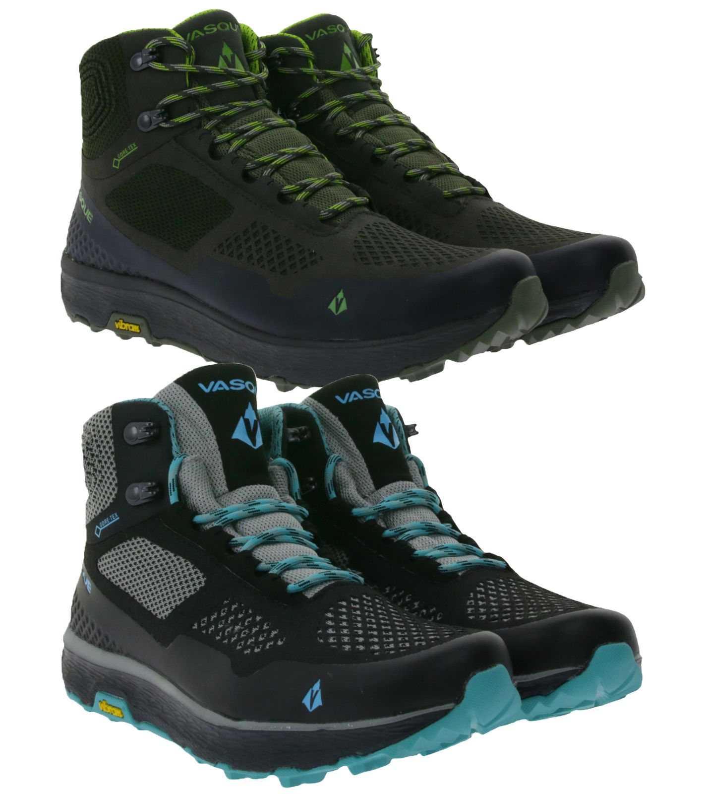 VASQUE Breeze Lt GTX Wander-Schuhe mit Vibram Sohle GORE-TEX Outdoor-Schuhe für Damen in Schwarz/Grau/Türkis oder Herren in Schwarz/Grün von VASQUE