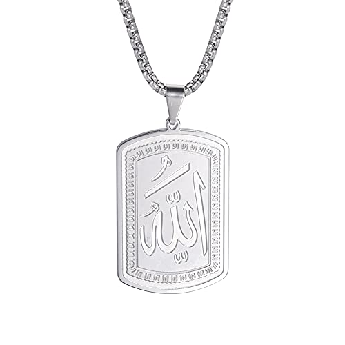 VASSAGO Allah Medaillon Anhänger Halskette Islamisches Allah Symbol Halskette Edelstahl Islamisch Muslimisch Religiös Charm Schmuck Geschenk für Damen Herren, 23,6 Zoll von VASSAGO