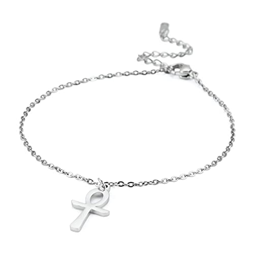 Ankh-Kreuz-Armband für Frauen von Mystic, Edelstahl, ägyptisches Kreuz, Ankh-Amulett von koptischem Kreuz, Schmuck, Geschenke, 0.49*0.82inches, Ohne Edelstein von VASSAGO