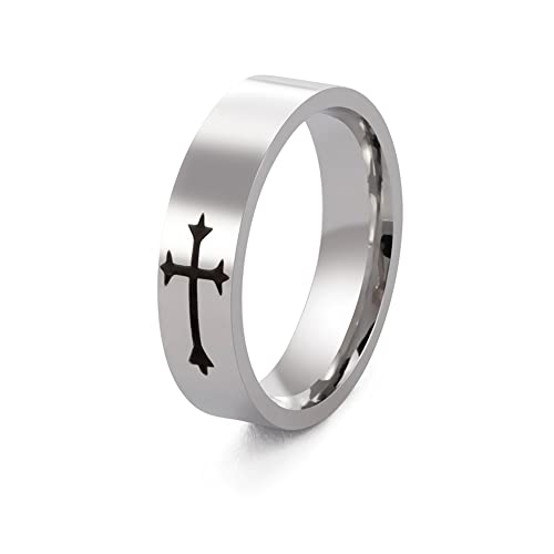 Edelstahl Kreuz Ring für Männer Frauen Christlich Kreuz Ring Einfacher Kreuz Daumenring Klassisch Kreuz Drehringe Religiöse Ehering Band Ring Stressabbau Ringe Jesus Christus Herr Gebet von VASSAGO