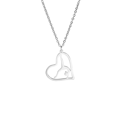 Gymnast Charm Halskette Gymnastik Geschenke für Mädchen Flipping Gymnastik Sport Herz Anhänger Halskette Edelstahl Inspirierende Schmuckgeschenke für Frauen Turner Trainer Sport Ballerina von VASSAGO