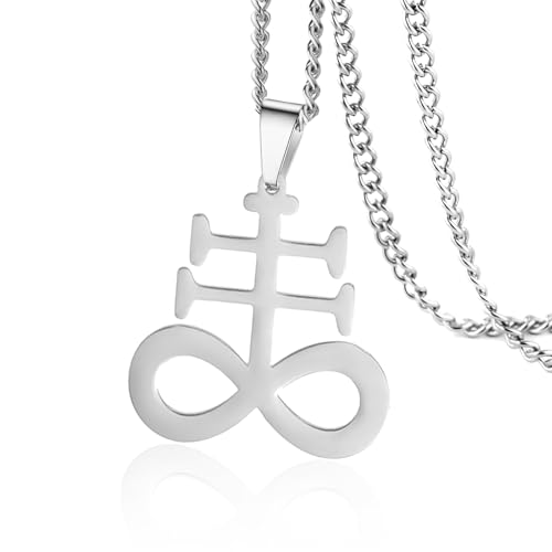 VASSAGO Leviathan Kreuz Halskette für Frauen Männer Geschlachtetes satan isches Symbol Halskette Edelstahl Kreuz Anhänger Satan Kirche Schmuck von VASSAGO