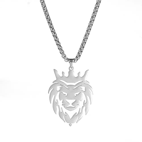 Löwenkopf Anhänger Halskette Löwe Charm Halskette Vintage Herren Edelstahl Löwenkopf Halskette Löwe Statement Halskette Tier Hollow Anhänger Halskette Choker Schmuck Geschenke für Männer Frauen von VASSAGO