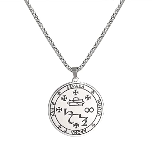 Siegel von Erzengel Azrael Sigil Halskette Edelstahl Magic Amulett Halskette Talisman Symbol Halskette Anhänger Schmuck Geschenk für Männer Frauen,Unisex, Edelstahl, Ohne Edelstein. von VASSAGO