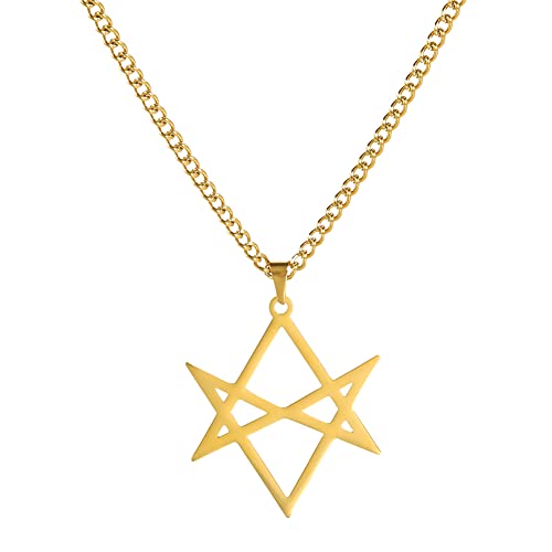 VASSAGO Thelema Unicursal Hexagramm Symbol Halskette Edelstahl 6-zackiger Stern Anhänger Halskette Vintage Religion Talisman Amulett Schmuck Geschenk für Männer Frauen von VASSAGO