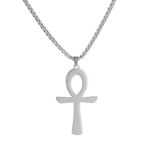 VASSAGO Ägyptisches Kreuz Halskette Herren Edelstahl Koptik Ankh Kreuz Religiöse Anhänger Kruzifix Kreuz Glaube Ägyptischer Schmuck Geschenk für Männer Frauen (S) von VASSAGO