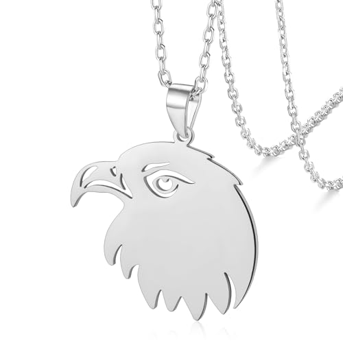 VASSAGO Adler Kopf Anhänger Halskette Vintage Hawk Halskette Edelstahl Adler Halskette für Männer Frauen Hip Hop Adler Kopf Amulett Halskette von VASSAGO