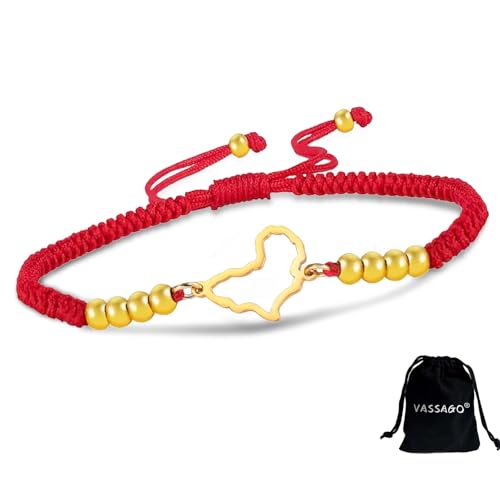 VASSAGO Afrika Karte Armband Für Frauen Männer Afrikanische Armband Afrika Mutterland Kontinent Outline Armband Einstellbare Bunte Geflochtene Seil Armband String Stammes Ethnischen Schmuck, Eén maat, von VASSAGO