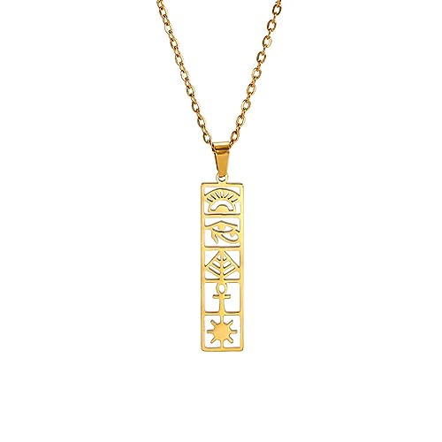 VASSAGO Ancient Egyptian Symbol Halsketten Ankh Kreuz Auge des Horus Anhänger Halskette Vintage ägyptischen Pyramiden Anhänger Halskette halbe Sonne Halskette Glück Amulett Schmuck Geschenk von VASSAGO