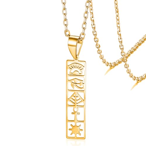 VASSAGO Frauen Halskette Ankh Kreuz Auge des Horus Anhänger Vintage ägyptischen Pyramiden Anhänger Glück Amulett Schmuck Geschenk von VASSAGO