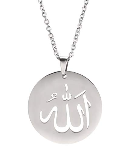 VASSAGO Ancient Islamic Jewelry Allah Anhänger Muslim Halskette Edelstahl Runde Charme Halsketten Segen Glück Schmuck für Männer Frauen (Stil 2) von VASSAGO