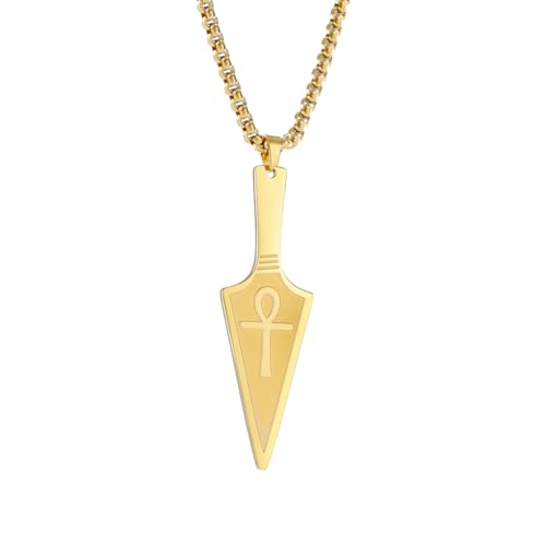 VASSAGO Ankh Halskette Auge des Horus Halskette Pfeilspitze Anhänger Halskette Ankh Kreuz Halskette für Männer Frauen Speer Halsketten Ägyptischer Schutz Schmuck, Edelstahl von VASSAGO