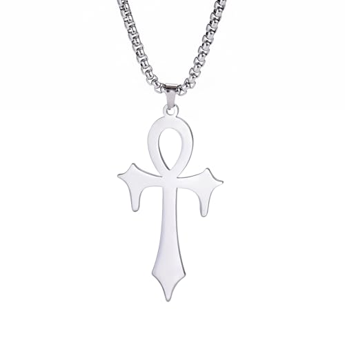 VASSAGO Ankh Kreuz Halskette für Männer Frauen Edelstahl Koptische Religiöse Anhänger Halskette Zierliche Kreuz Glaube Anhänger Halskette Hieroglyphe Symbole Halskette, Edelstahl von VASSAGO