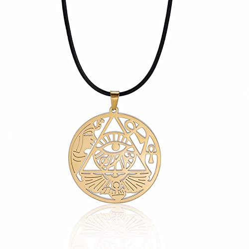 VASSAGO Auge des Horus Halskette Auge des Ra Horus Symbol Edelstahl Ankh Auge des Horus Anhänger Halsketten Ägyptischer Schmuck Geschenk für Männer Frauen (Ankh-Kreuz-Gold) von VASSAGO