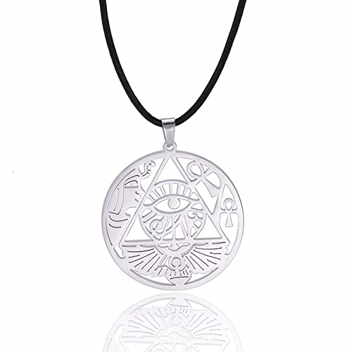 VASSAGO Auge des Horus Halskette Auge des Ra Horus Symbol Edelstahl Ankh Auge des Horus Anhänger Halsketten Ägyptischer Schmuck Geschenk für Männer Frauen (Ankh-Kreuz-Silber) von VASSAGO